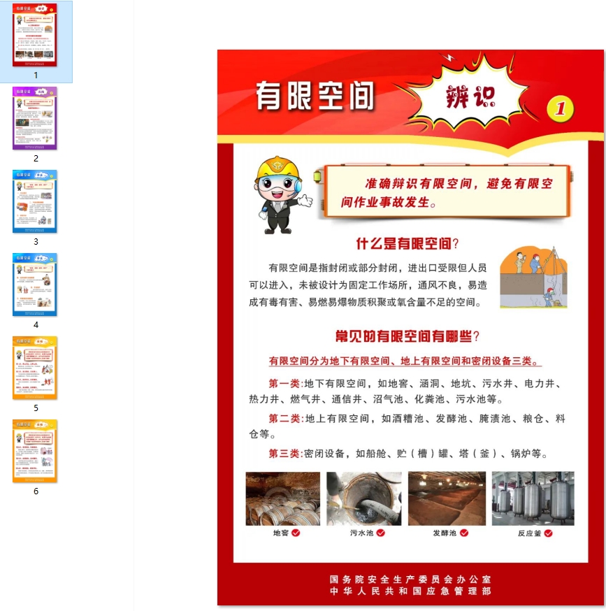 学会辨识有限空间，遵守作业规程