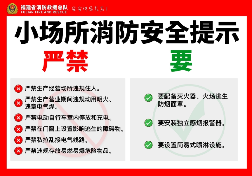小场所消防安全提示（福建消防）
