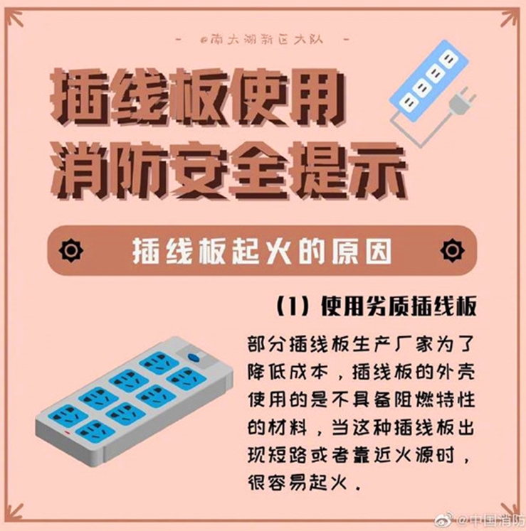 插线板使用消防安全提示