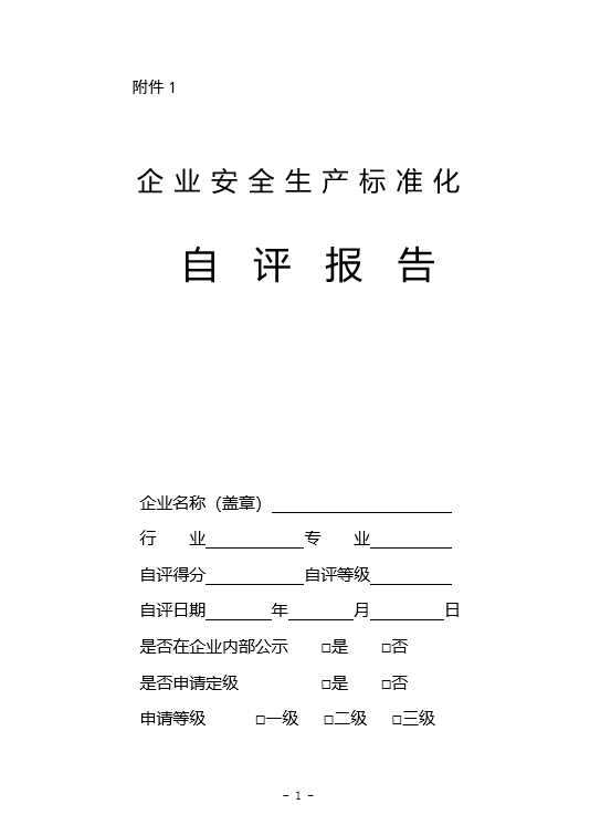 企业安全生产标准化自评报告（模版）