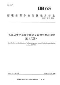DB5111-2026 多晶硅生产装置使用安全管理分类评价规范（兵团）
