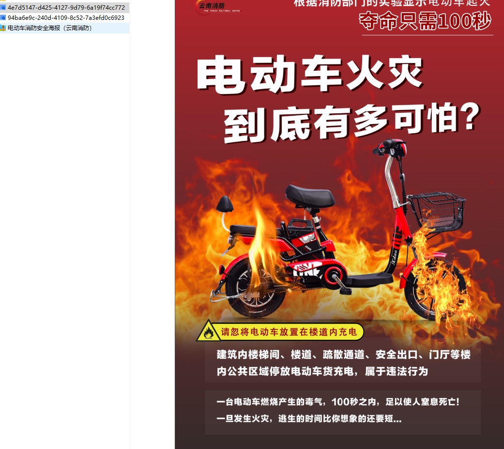 电动车消防安全海报（云南消防）